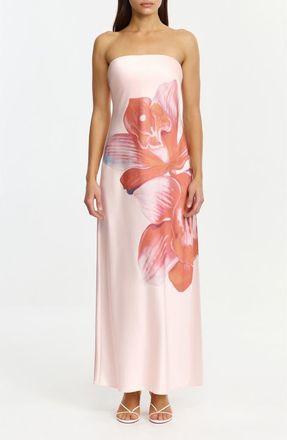 Significant Other Esme Strapless Maxi Dress in Pink Tangerine at Nordstrom, Size 10 Us