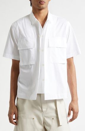 sacai Poplin Camp Shirt in Off White at Nordstrom, Size 1