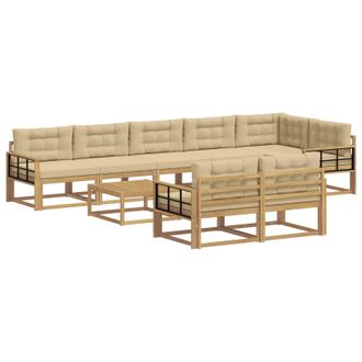 vidaXL Conjunto De Sof&aacute;s De Exterior 9 Uds. Y Beige Poli&eacute;ster Vidaxl