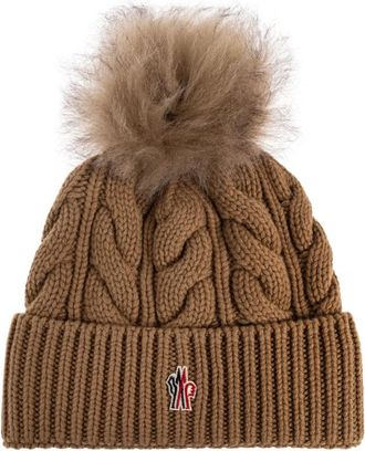 Moncler Grenoble Apres-Ski Beanie - Dames - Hoeden - Bruin - ONE Size - Wol - Accessoires