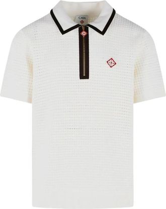 Casablanca Tops, Heren, Wit, L, Wol, Wafelsteek Wol Polo Shirt