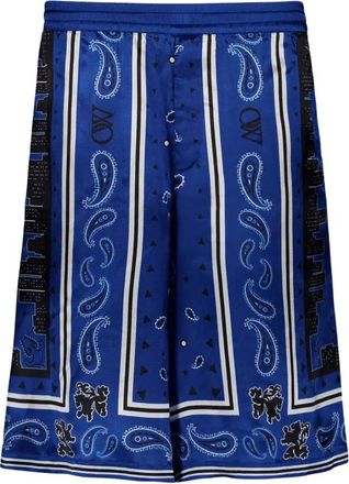 Off-white Paisley Print Streetwear Shorts - Heren - Korte Broeken - Blauw - XS - Korte Broeken