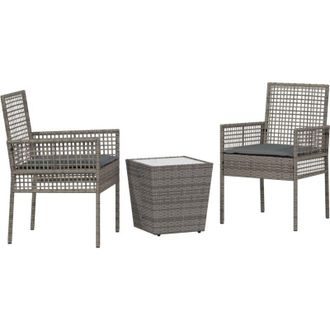 vidaXL Juego Bistro De Jard&iacute;n 3 Pcs Gris Polirat&aacute;n Vidaxl