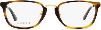 Gucci logo-print rectangle-frame glasses - men - Titanium/Acetate - One Size - Brown