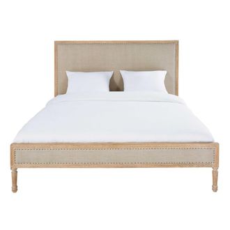 Maisons du monde Cama de lino beige 160x200 cm