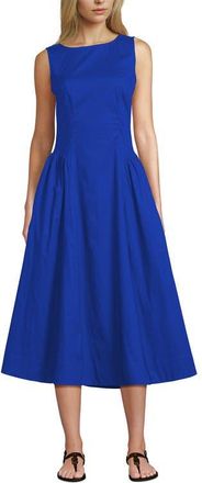 Lands End Poplin Boatneck Midi Dress in Vibrant Lapis at Nordstrom, Size X-Small P