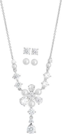 Nadri Pendant Necklace & Stud Earrings Set in Rhodium at Nordstrom Rack