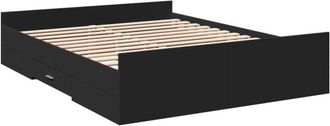 vidaXL Estructura cama con cajones madera ingeniería negra 150x200 cm Vidaxl