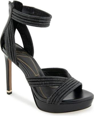 Kenneth Cole Nadine Ankle Strap Platform Sandal in Black Crystals at Nordstrom, Size 8.5