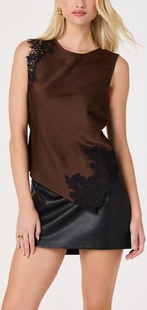ASTR the Label Beth Lace Detailed Asymmetric Top in Brown at Nordstrom, Size X-Small