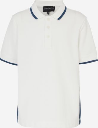 Emporio Armani Boys Logo Tape Polo Shirt in White - Size 14Y