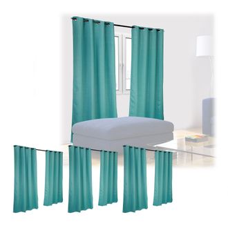 Relaxdays Set De 8 Cortinas Opacas Y Oscuras, Sobrecortinas Para Control De Luz Estampadas, Oscurecedoras, 245x135cm, Turquesa