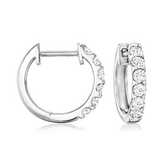 Ross-Simons Lab-Grown Diamond Huggie Hoop Earrings in Sterling Silver