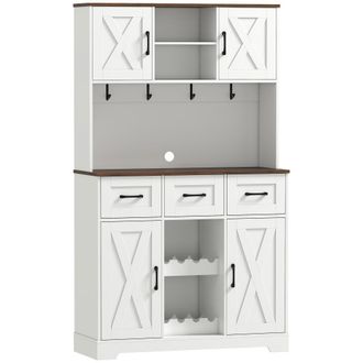 HOMCOM Alacena de cocina 100x38x172 cm blanco