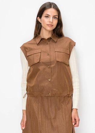 YAL New York Sleeveless Utility Vest Top in Brown