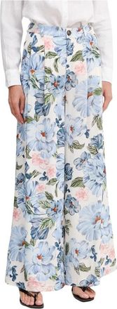 Oui Wijde broek - Dames - Wijde Broeken - Veelkleurig - S - Linnen - Broeken