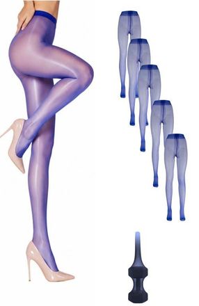 Lechery 5-Pack Glossy Semi-Sheer Opaque Ladder Resistant Party Evening Tights for Women in Blue at Nordstrom, Size Small