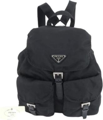 Prada Pre-owned Backpacks, male, Black, Size: ONE SIZE Pre-owned Leather Backpack