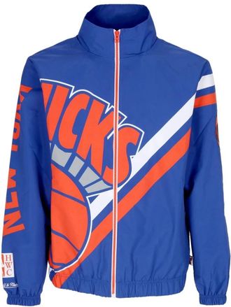 Mitchell & Ness NBA Exploded Logo Windbreaker Jas - Heren - Fitness - Blauw - L - Polyester - Fitness