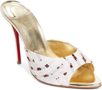 Christian Louboutin Miss Z Gaagal Strass Sandal in Multi Leche/Platine at Nordstrom, Size 10.5Us
