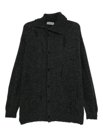 Yohji Yamamoto Crashed wool cardigan - Grey