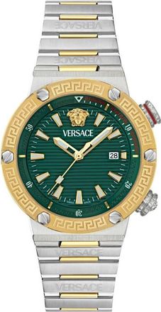 Versace Greca Logo Quartz Green Dial Mens Watch VE8G00524