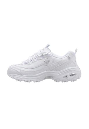 Skechers DLITES - FRESH START, Womens Low-Top Trainers, White (White Leather/Mesh/Silver Trim Yellow Wsl), 4.5 UK (37.5 EU)