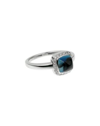 Fred Perry 18K 0.15 ct. tw. Diamond & Topaz Sugar Cube Ring (Authentic Pre-Loved)