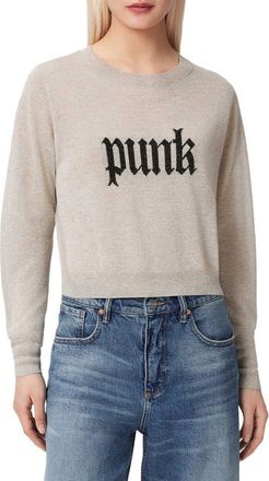 AllSaints Deetz Metallic Punk Graphic Sweater in Chalk White at Nordstrom, Size X-Small