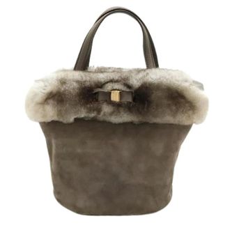 Ferragamo Pre-owned Bucket Bags, female, Beige, Size: ONE SIZE Pre-owned Suede handbags