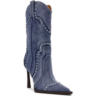 Steve Madden Kylar Studded Western Boot in Denim at Nordstrom Rack, Size 6