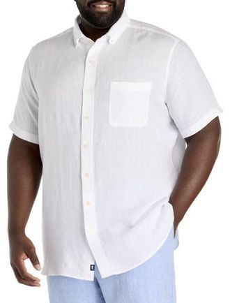 Vineyard Vines Big & Tall Surfside Linen Sport Shirt in Linen White Cap at Nordstrom, Size Xx-Large
