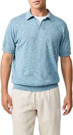 Rodd & Gunn Poison Bay Linen & Cotton Slub Polo in Aegean at Nordstrom, Size Xxx-Large