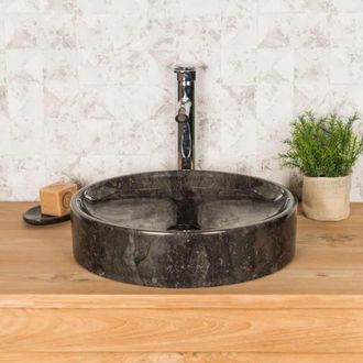 Wanda Collection Lavabo encimera redondo grande negro 42 cm