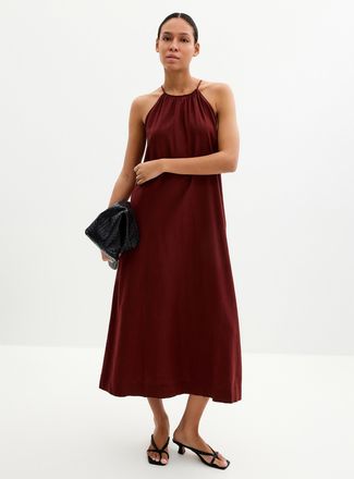 Contemporaine Womens Linen-blend trapeze dress