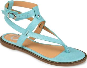Journee Collection Tangie Snake Embossed Strappy Sandal in Blue at Nordstrom Rack, Size 6.5