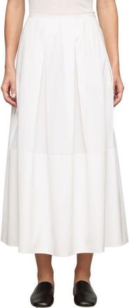 Lafayette 148 New York Organic Cotton Poplin A-Line Midi Skirt in White at Nordstrom, Size 12