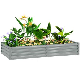 OUTSUNNY Galvanised Raised Garden Bed - 180x90x30cm Raised Bed - Silver | TJ Hughes