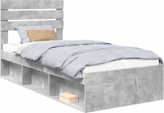 vidaXL Estructura De Cama Con Cabecera Gris Concreto 90 X 190 Cm Vidaxl