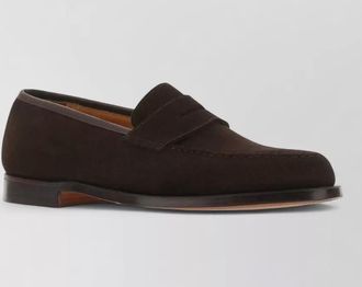 Crockett & Jones boston loafers almond toe suede penny strap