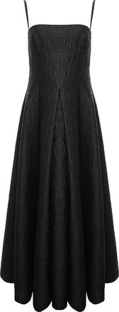 Emilia Wickstead Womens Oceana Cloque Deep Floral Cami Strap Full Length Gown In Black - Size 14 UK