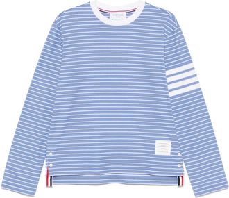 Thom Browne T-shirt a maniche lunghe con dettaglio a 4 righe - Blu