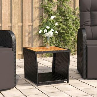 vidaXL Tavolino con Piano Legno Nero Polyrattan Legno Massello Acacia - Vidaxl