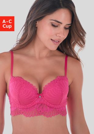 s.Oliver Push-up-BH S.OLIVER Sophie, Damen, Gr. 70, Cup B, pink, Spitze, Obermaterial: 90% Polyamid, 10% Elasthan, BHs Push-up-BH, aus feiner Spitze in leichte
