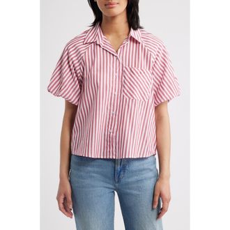 Beach Lunch Lounge Biance Bubble Sleeve Button-Up Top in Flamenco at Nordstrom, Size X-Large