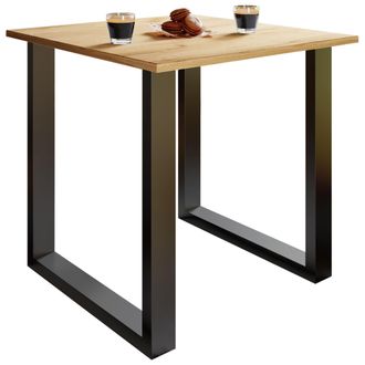 ebuy24 Mesa De Madera Vcm Al. 76 X An. 80 X P. 80 Cmbase S&oacute;lida Y De Alta Calidad Pies De Hierro Mesa De Cocina - Xona U (negro / Roble De Miel)