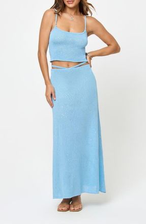 L*Space Last Light Sequin Cover-Up Maxi Sweater Skirt in Sky Blue at Nordstrom, Size X-Small