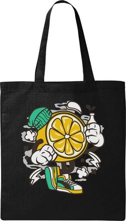 Generic Lemon When Life Gives You Lemons Natural Ecological Cotton Tote Bag Black