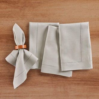Solino Home Linen Dinner Napkins - Medium Weight Hemstitch, 20 x 20 in Light Grey at Nordstrom, Size Large