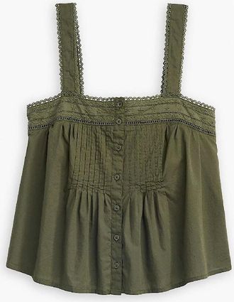 Levi's Womens Cici Square Neck Camisole Tank - Green - Size: 10